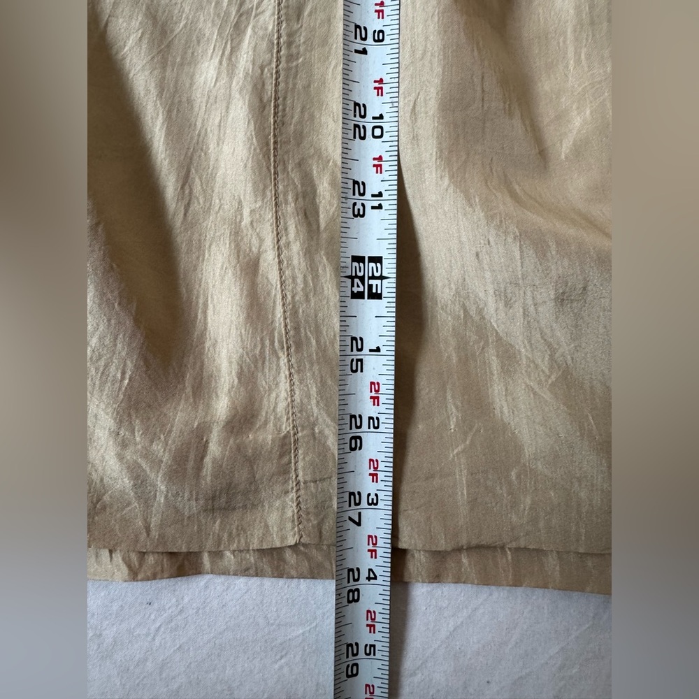Vintage Silk Chaus Tan A-Line Skirt with Drawstring and Pleats - Picture 5 of 11